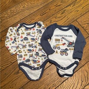 Construction Zone Baby Onesies - Navy & White